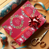 Papier Cadeau Our Little Pumpkin 1st Birthday Green Wreath Pink