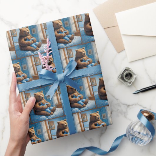 Papier Cadeau Ours Avec Ours En Teddy Sur Lit (Cadeaux)