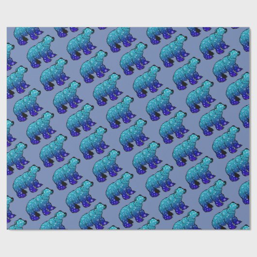 Papier Cadeau Ours blanc de flocon de neige (Plat)