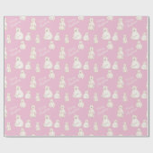 Papier Cadeau Ours blancs joyeux rose Noël (Plat)