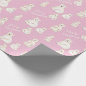 Papier Cadeau Ours blancs joyeux rose Noël (Coin)