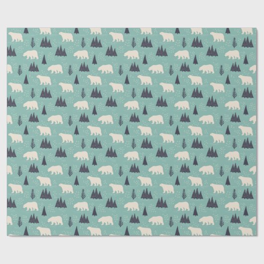 Papier Cadeau Ours blancs Ours blancs Arbres À feuillage persist (Plat)