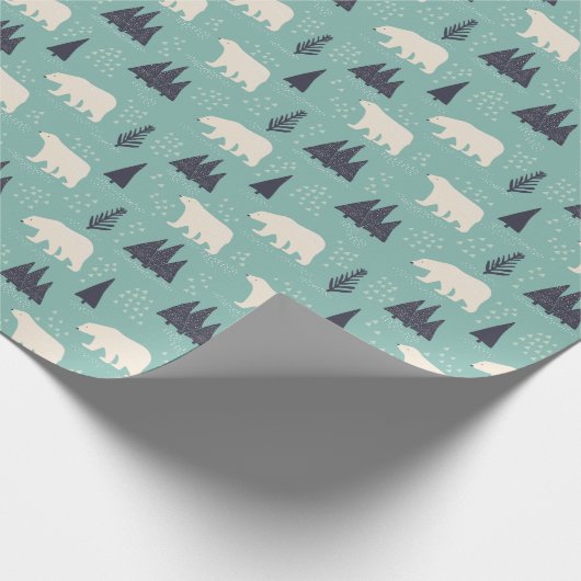 Papier Cadeau Ours blancs Ours blancs Arbres À feuillage persist (Coin)