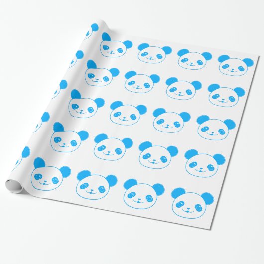 Papier Cadeau Ours bleu Kawaii Panda (Déroulé)