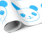 Papier Cadeau Ours bleu Kawaii Panda (Coin rond)