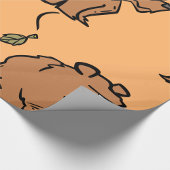 Papier Cadeau Ours Brown avec chute de la feuille d'automne joli