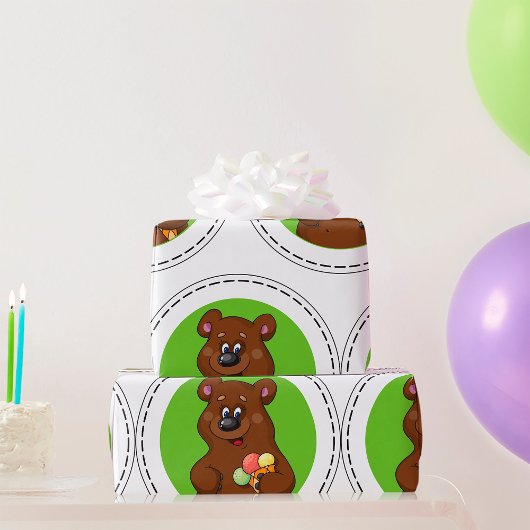 Papier Cadeau Ours Brown Avec Crème Glaciaire