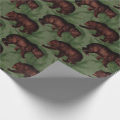 Papier Cadeau Ours Brown vintages en vert (Coin)