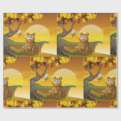 Papier Cadeau Ours Brun Coucher de Soleil (Plat)