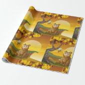 Papier Cadeau Ours Brun Coucher de Soleil (Déroulé)