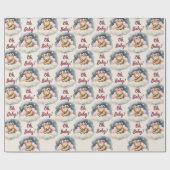 Papier Cadeau Ours céleste fille Oh Baby shower bébé (Plat)