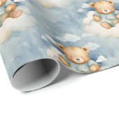 Papier Cadeau Ours céleste mignon Garçons Anniversaire (Coin rond)
