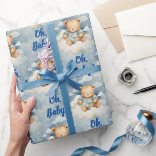 Papier Cadeau Ours céleste Oh Baby Boy Baby shower