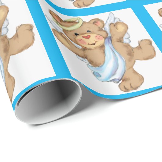 Papier Cadeau Ours d'Ange (Coin rond)