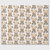 Papier Cadeau Ours de bébé avec bouteille (Plat)