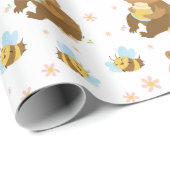 Papier Cadeau Ours de miel adorables (Coin rond)