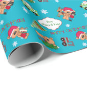 Papier Cadeau Ours de Noël personnalisés (Coin rond)