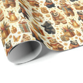 Papier Cadeau Ours de Noël Vintage (Coin rond)