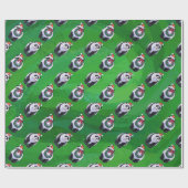 Papier Cadeau Ours de panda à Santa Hat sur Vert (Plat)