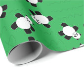Papier Cadeau Ours de panda allongé sur l'herbe (Coin rond)