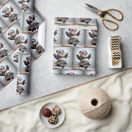 Papier Cadeau Ours De Panda Avec Hula Hoop (Artisanat)
