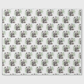 Papier Cadeau Ours De Panda En Bambou Feuilles (Plat)