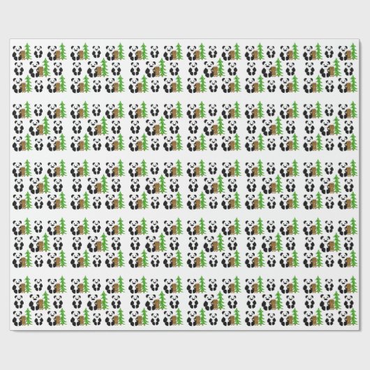 Papier Cadeau Ours de panda Noël (Plat)