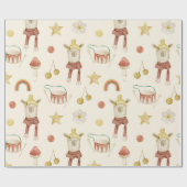 Papier Cadeau Ours de pépinière scandinave Boho (Plat)