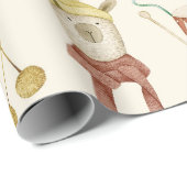 Papier Cadeau Ours de pépinière scandinave Boho (Coin rond)