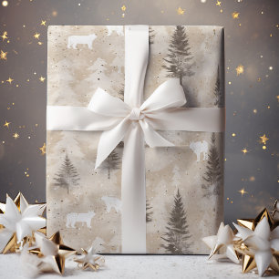 Papier Cadeau Ours d'hiver Brown Russe