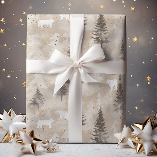 Papier Cadeau Ours d'hiver Brown Russe