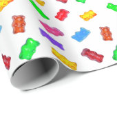 Papier Cadeau Ours doux multicolores modernes sur blanc (Coin rond)