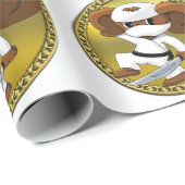 Papier Cadeau Ours drôle mignon de Cheburashka de bande dessinée (Coin rond)