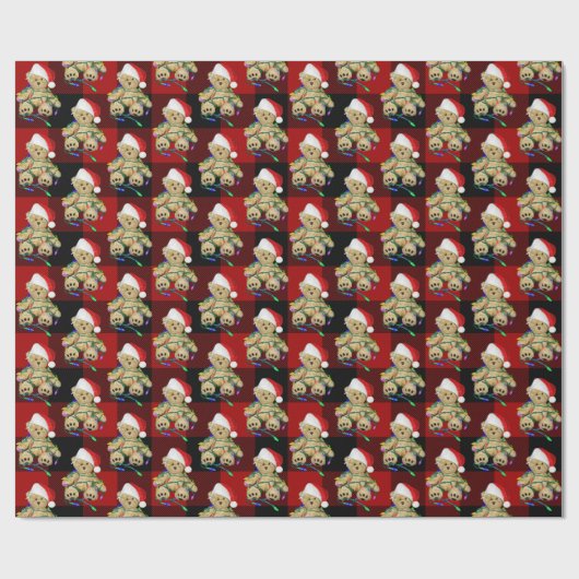 Papier Cadeau Ours En Jouet De Noël En Lumière (Plat)