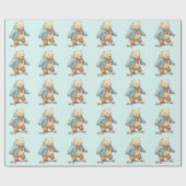 Papier Cadeau Ours en peluche à skate board (Plat)