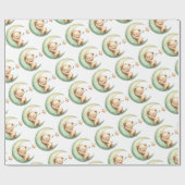 Papier Cadeau Ours en peluche au-dessus de la lune (Plat)