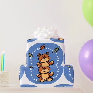 Papier Cadeau Ours en peluche d'automne