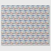 Papier Cadeau Ours en peluche de Noël avec Snowman (Plat)