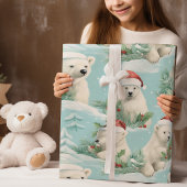 Papier Cadeau Ours en peluche de Noël mignon moderne