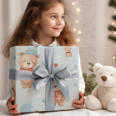 Papier Cadeau Ours en peluche de Noël mignon moderne