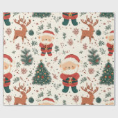 Papier Cadeau Ours en peluche de Noël Santa Pattern (2) (Plat)