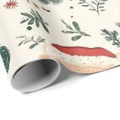 Papier Cadeau Ours en peluche de Noël Santa Pattern (2) (Coin rond)