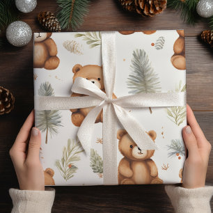 Papier Cadeau Ours en peluche de Noël Vintage