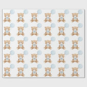 Papier Cadeau Ours en peluche doux avec Balloon bleu pastel doux (Plat)