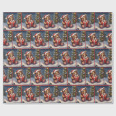 Papier Cadeau Ours en peluche mignon avec cadeau Rouleau de Noël (Plat)