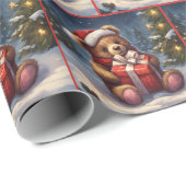 Papier Cadeau Ours en peluche mignon avec cadeau Rouleau de Noël (Coin rond)