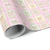 Papier Cadeau Ours en peluche patchwork mignon Couverture sans c (Coin rond)