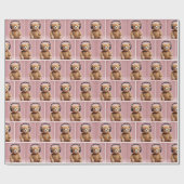 Papier Cadeau Ours en peluche portant un casque (Plat)