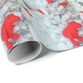 Papier Cadeau Ours en peluche rouge dans l'arbre de Noël (Coin rond)