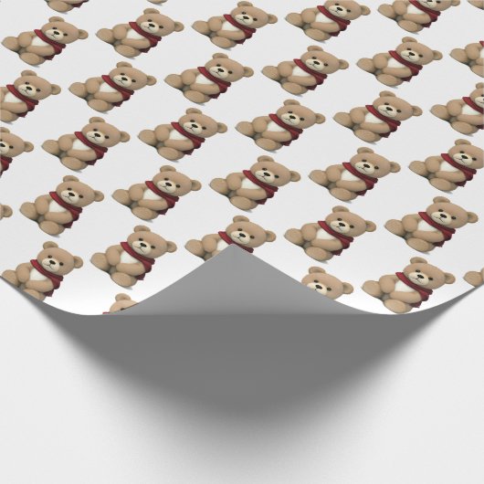 Papier Cadeau Ours En Teddy Avec Écharpe (Coin)